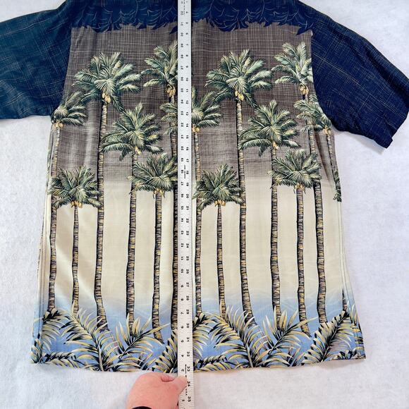 Hawaiian Shirt Campia Moda Button Men L Palm Trees Rayon Short Sleeve Tropical - Picture 6 of 11